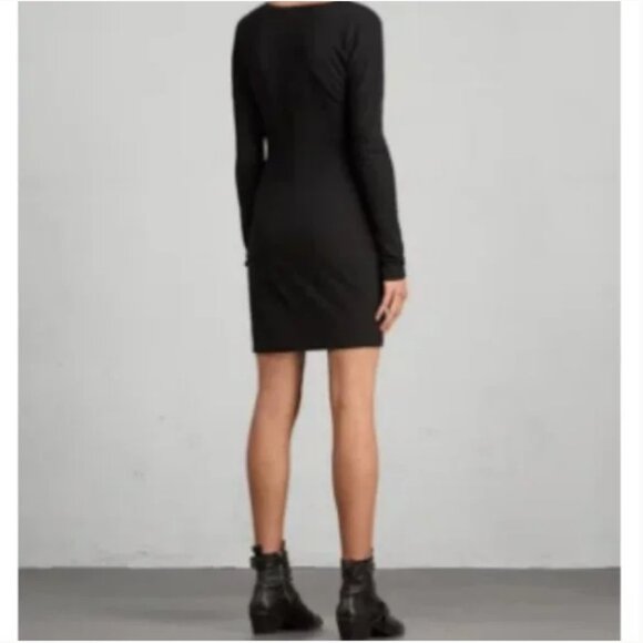 AllSaints Paloma LS Black Twist Dress Size XS - Picture 2 of 9